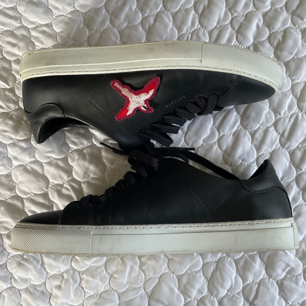 Axel Arigato‎ Clean 90 Bee Bird Black Leather Sneakers Mens US 8.5 - Picture 4 of 9